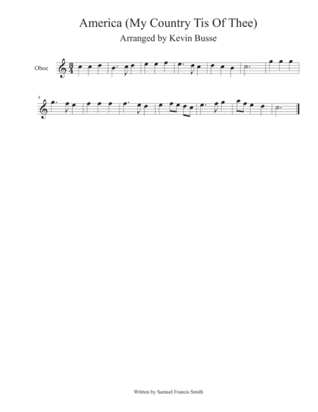America (My Country Tis Of Thee) - Oboe (arr. Kevin Busse)