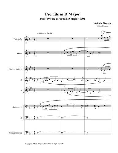 Dvorák, Prelude in D Major, B302 (Woodwind Choir) (arr. Richard Byrnes)