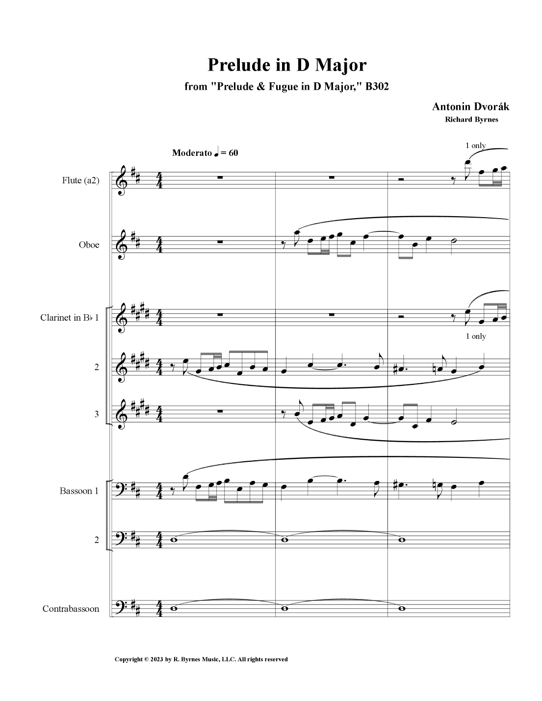 Dvorák, Prelude in D Major, B302 (Woodwind Choir) (arr. Richard Byrnes)