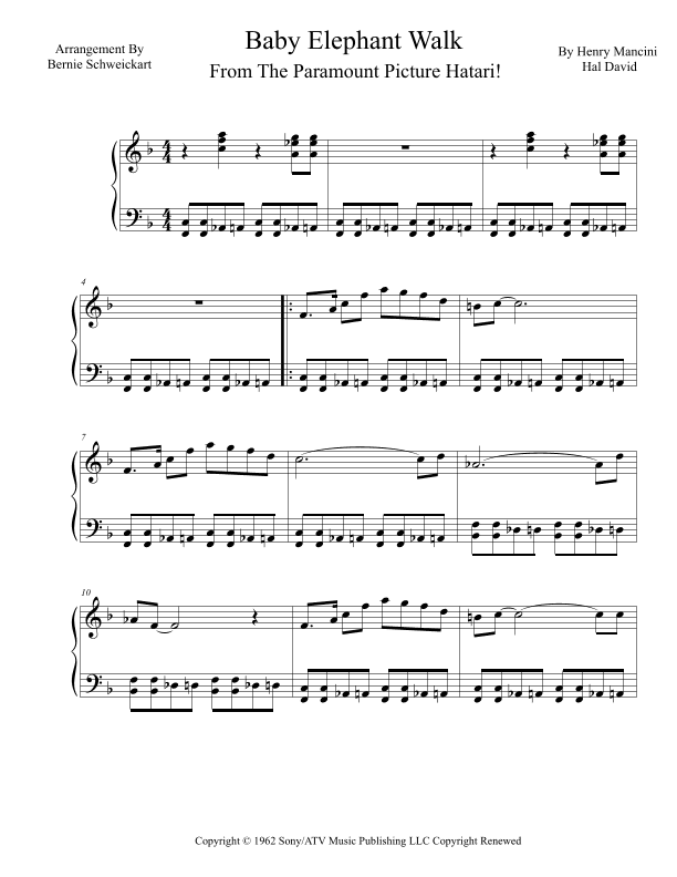 Baby Elephant Walk (arr. Bernie Schweickart)