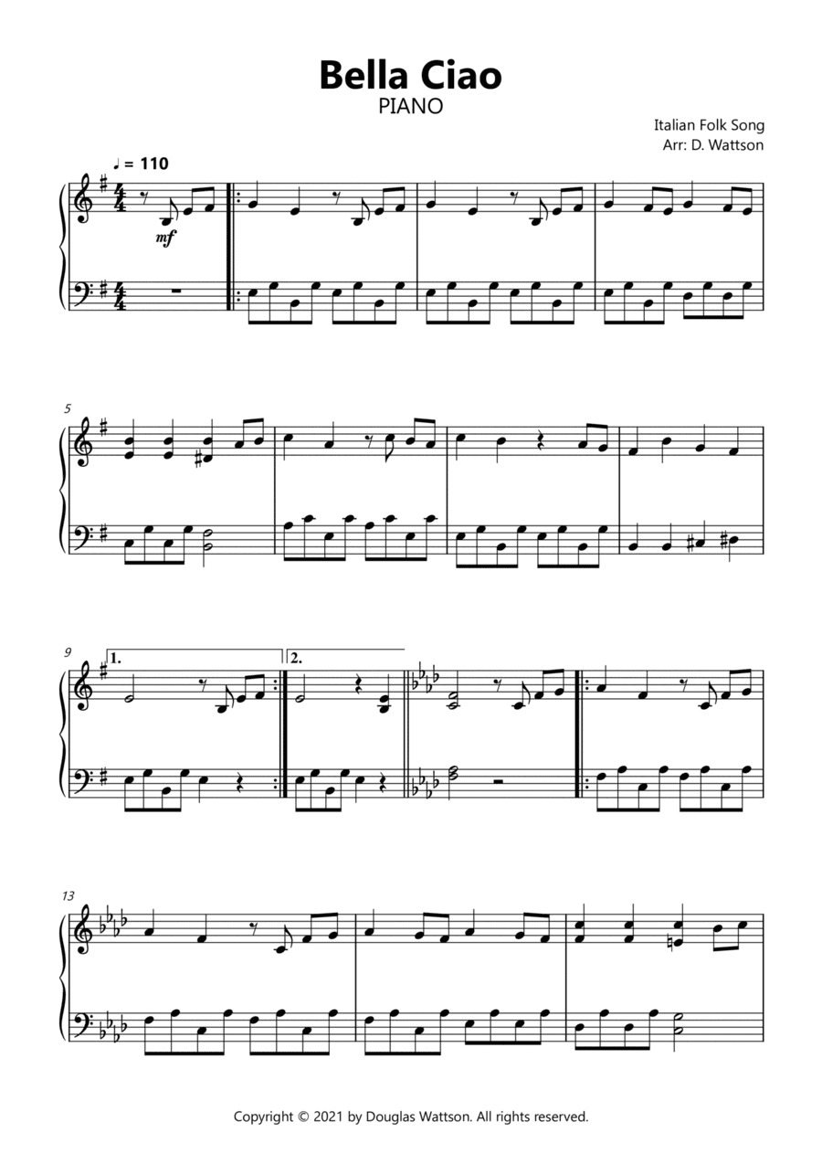 Bella Ciao (arr. Douglas Wattson)