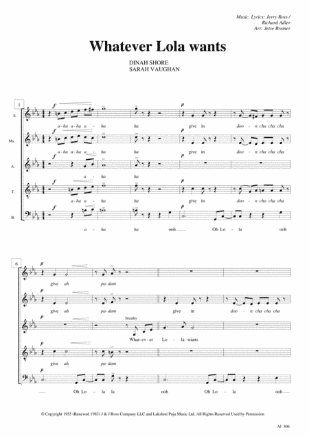 Whatever Lola Wants (lola Gets) (arr. Jetse Bremer)