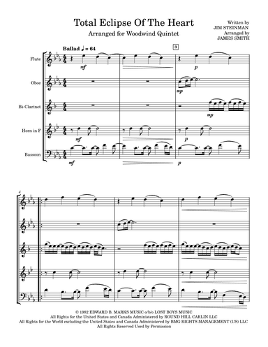 Total Eclipse Of The Heart (arr. James Smith)