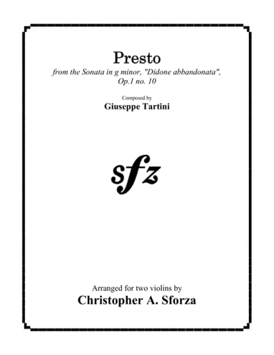 Presto, violin duet after Tartini (arr. Christopher A. Sforza)