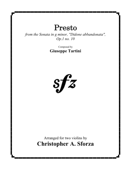 Presto, violin duet after Tartini (arr. Christopher A. Sforza)