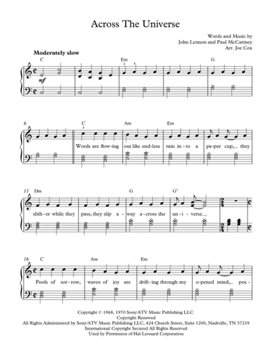 Across The Universe (arr. Joe Cox)