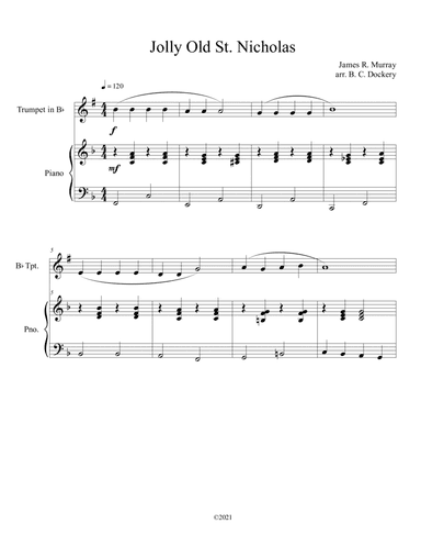 Jolly Old St. Nicholas (Trumpet Solo with Piano Accompaniment) (arr. B. C. Dockery)