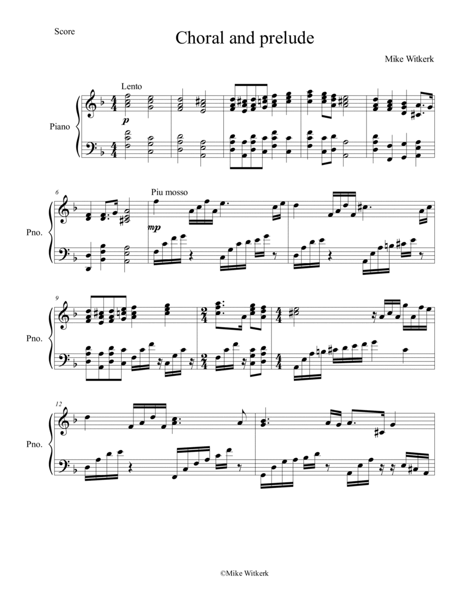 Mike Witkerk - Choral and prelude (Piano solo)