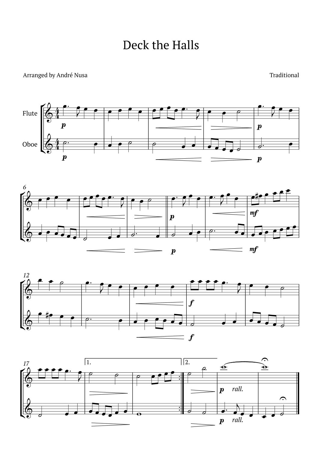 Deck the Halls (arr. André Nusa)