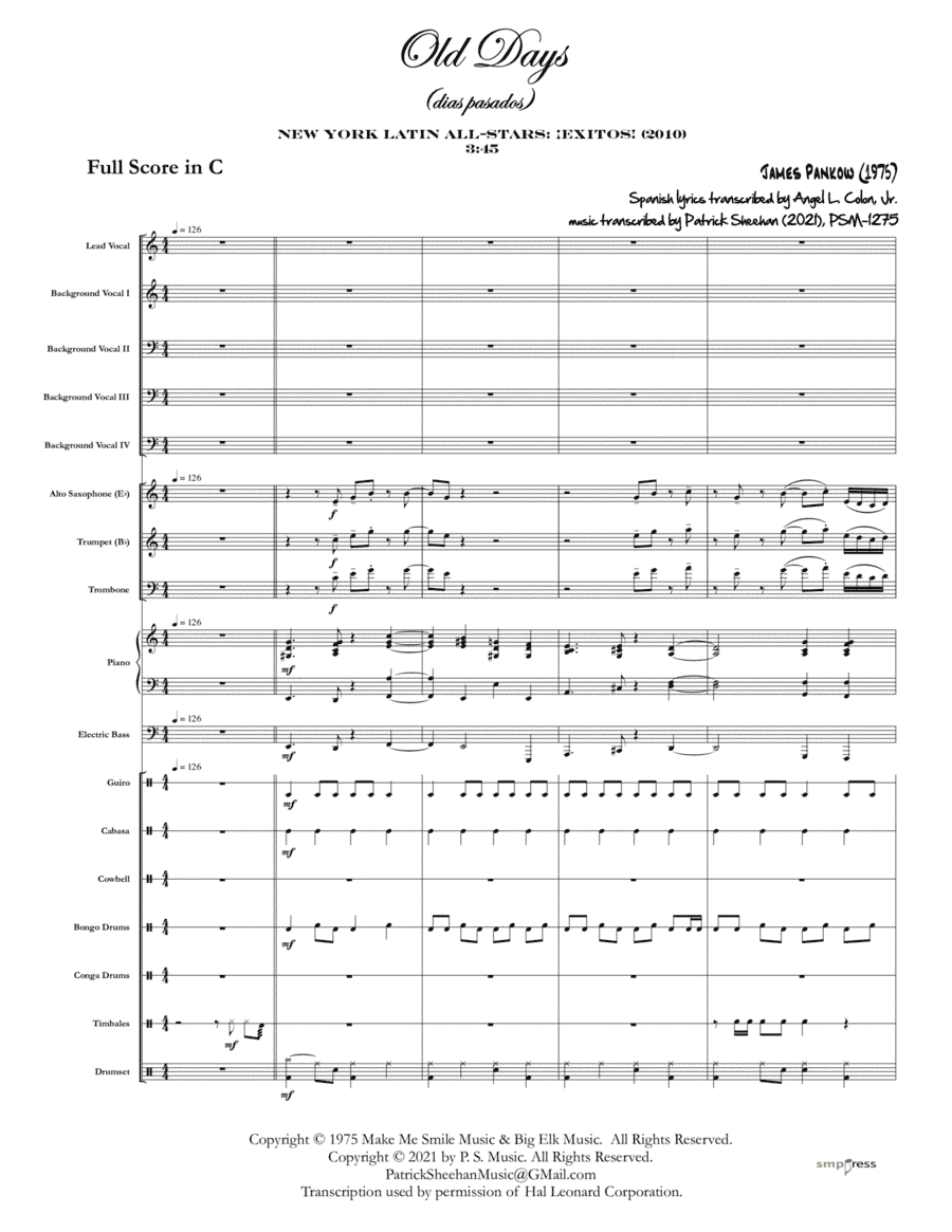 Old Days (arr. Patrick Sheehan)