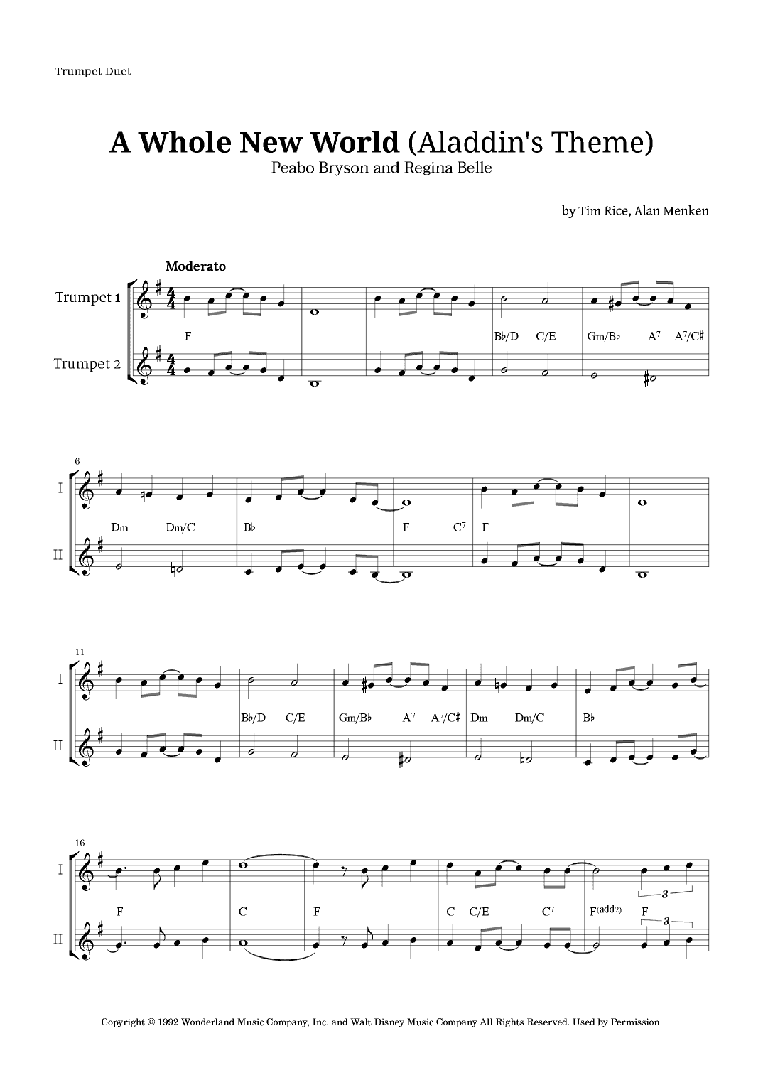 A Whole New World (aladdin's Theme) (arr. Langanho)