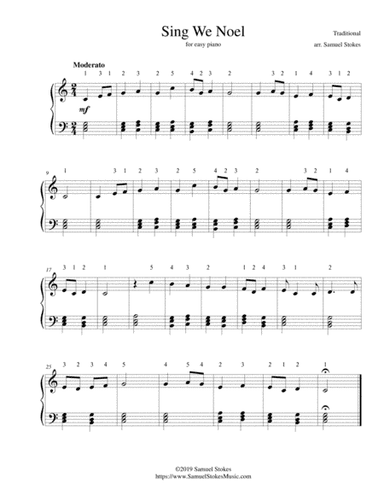 Sing We Noel - for easy piano (arr. Samuel Stokes)