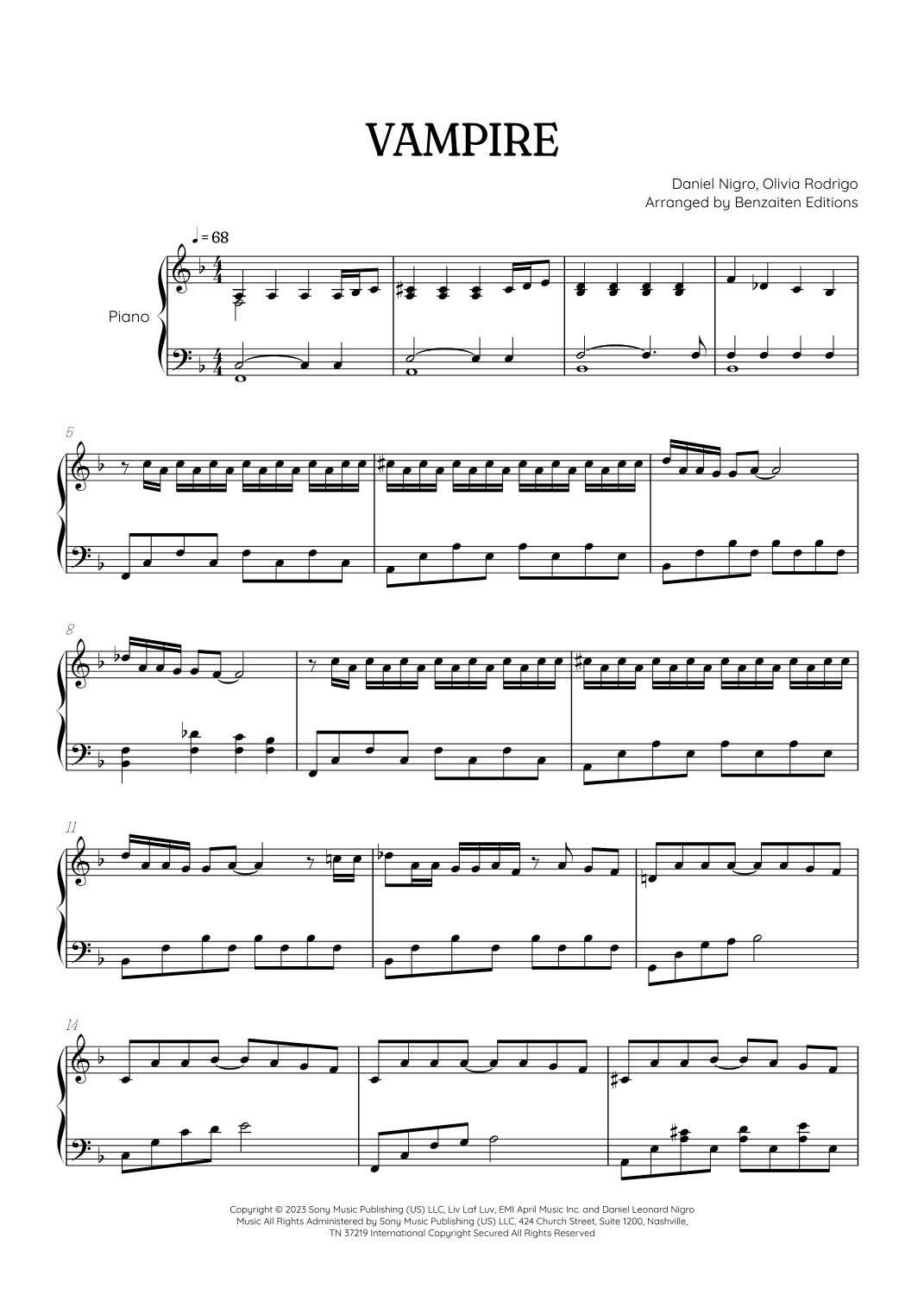 Vampire (arr. Benzaiten Editions)