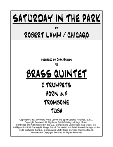 Saturday In The Park (arr. John Groves)