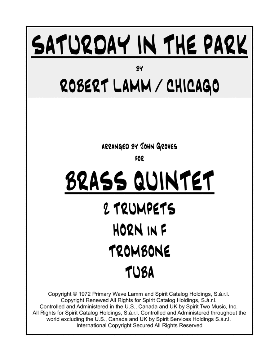 Saturday In The Park (arr. John Groves)