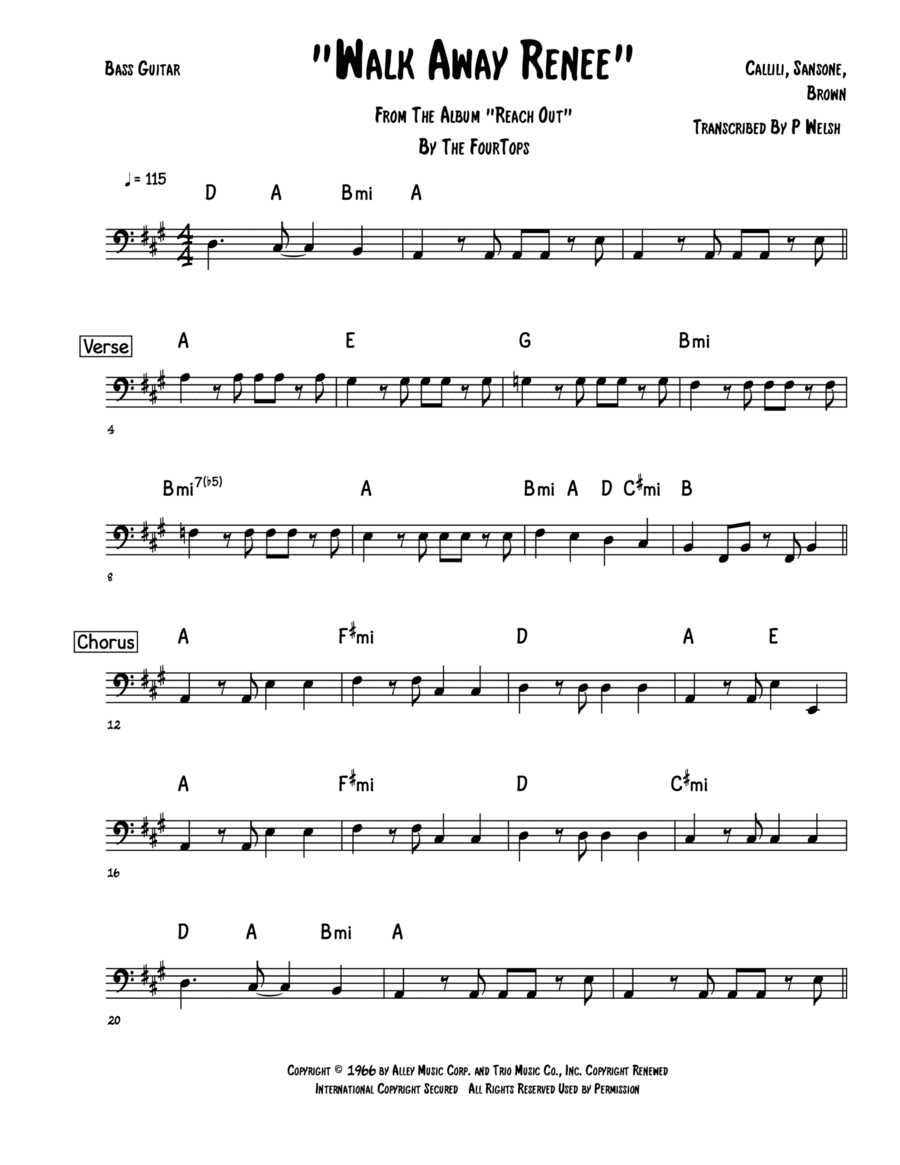 Walk Away Renee (arr. Accubass)