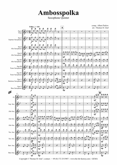 Amboss-Polka - German Polka - Oktoberfest - Saxophone Quintet (arr. Thomas H. Graf)