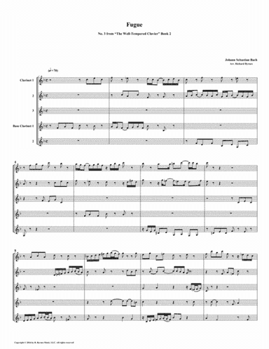 Fugue 03 from Well-Tempered Clavier, Book 2 (Clarinet Quintet) (arr. Richard Byrnes)