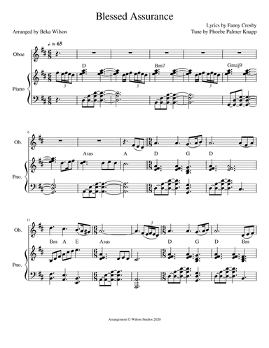 Blessed Assurance--oboe solo (arr. Beka Wilson)