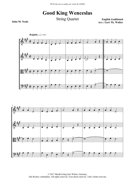 Good King Wenceslas (arr. Gert Th. Walter)