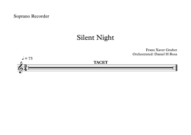 Silent Night - Christmas Carol - Soprano Recorder (arr. Daniel H Rosa)