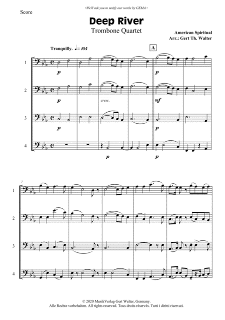 Deep River (arr. Gert Th. Walter)