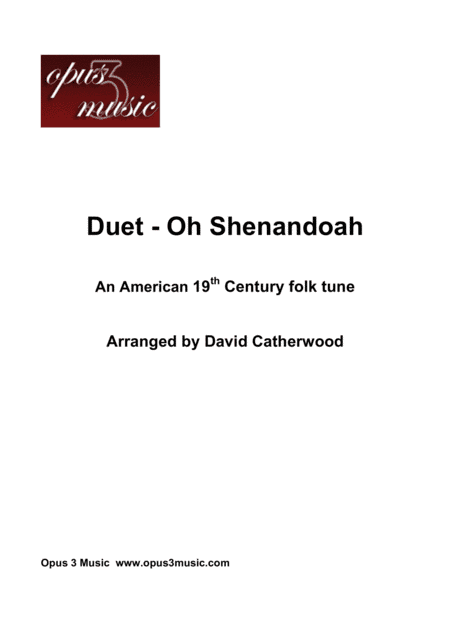 Shenandoah - Instrumental and piano arranged by David Catherwood (arr. David Catherwood)