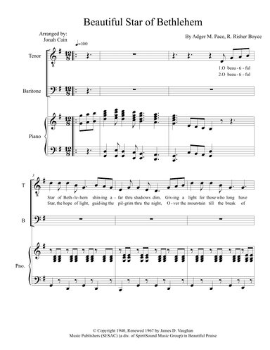 Beautiful Star Of Bethlehem (arr. Jonah Cain)