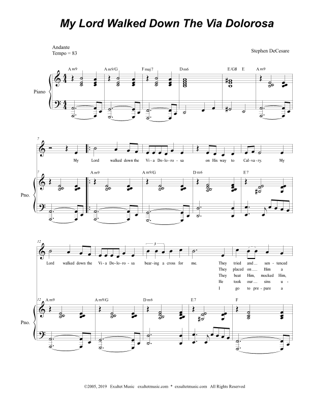 My Lord Walked Down The Via Dolorosa (Unison Choir)