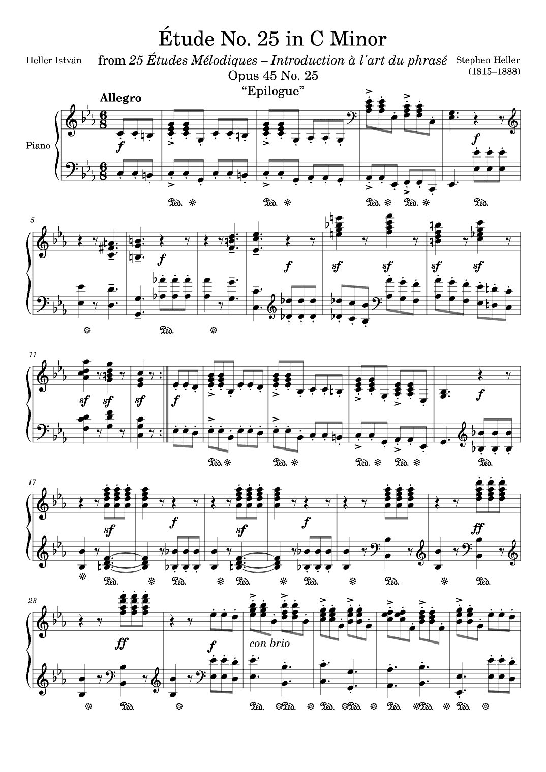 Etude Opus 45 No 25 in C Minor (arr. Zachary Corbett)