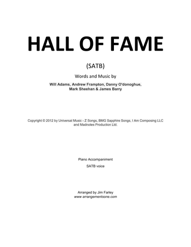 Hall Of Fame (arr. Jim Farley www.arrangementsone.com)