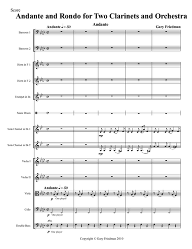 Andante and Rondo for Two Clarinets and Orchestra