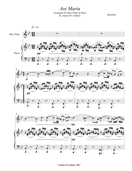 Schubert: Ave Maria for Bass Flute & Piano (arr. James M. Guthrie, ASCAP)