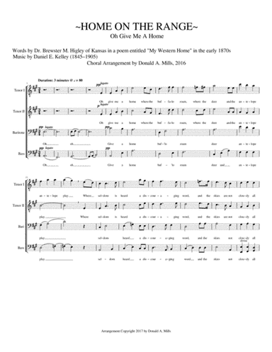 Home On the Range TTBB (arr. Donald A. Mills)