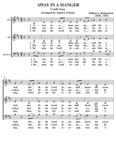 Away In A Manger A Cappella SAB (arr. Andrew Emmet)