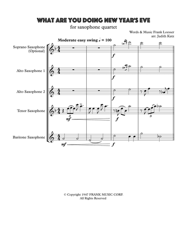 What Are You Doing New Year's Eve? (arr. Judith Katz)