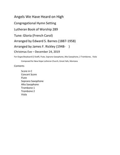 Angels We Have Heard on High Congregational Hymn Setting (arr. Edward S. Barnes, James F. Rickley)