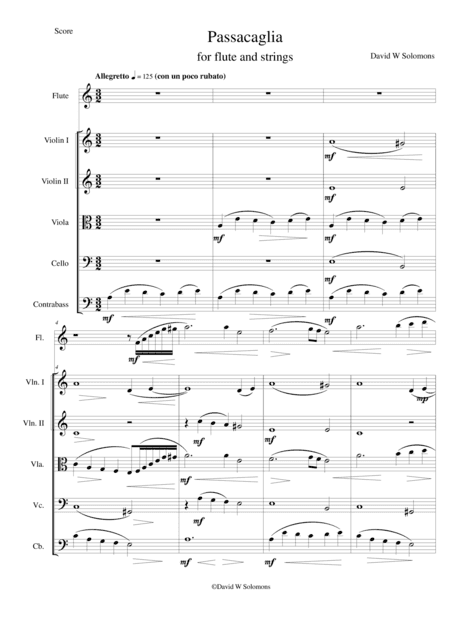 Passacaglia for flute and strings