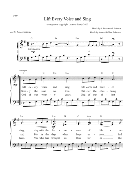 Lift Every Voice and Sing - Piano (arr. Leonora Hardy)