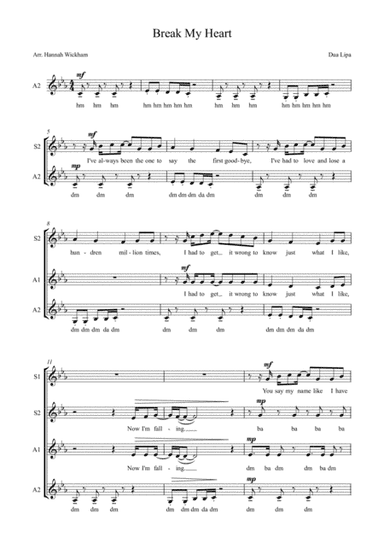 Break My Heart (arr. Hannah Wickham)