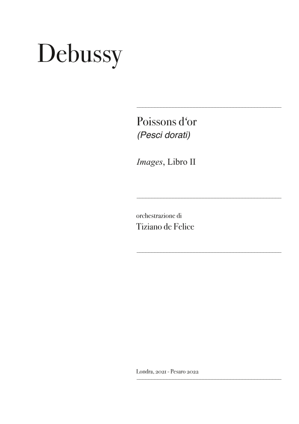 Poissons d'or (Debussy) - Tiziano de Felice (arr. Tiziano de Felice)