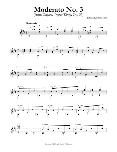 Moderato No. 3 (from Original-Steyrer-Ta¨nze, Op. 33) (arr. Johann Kaspar Mertz)