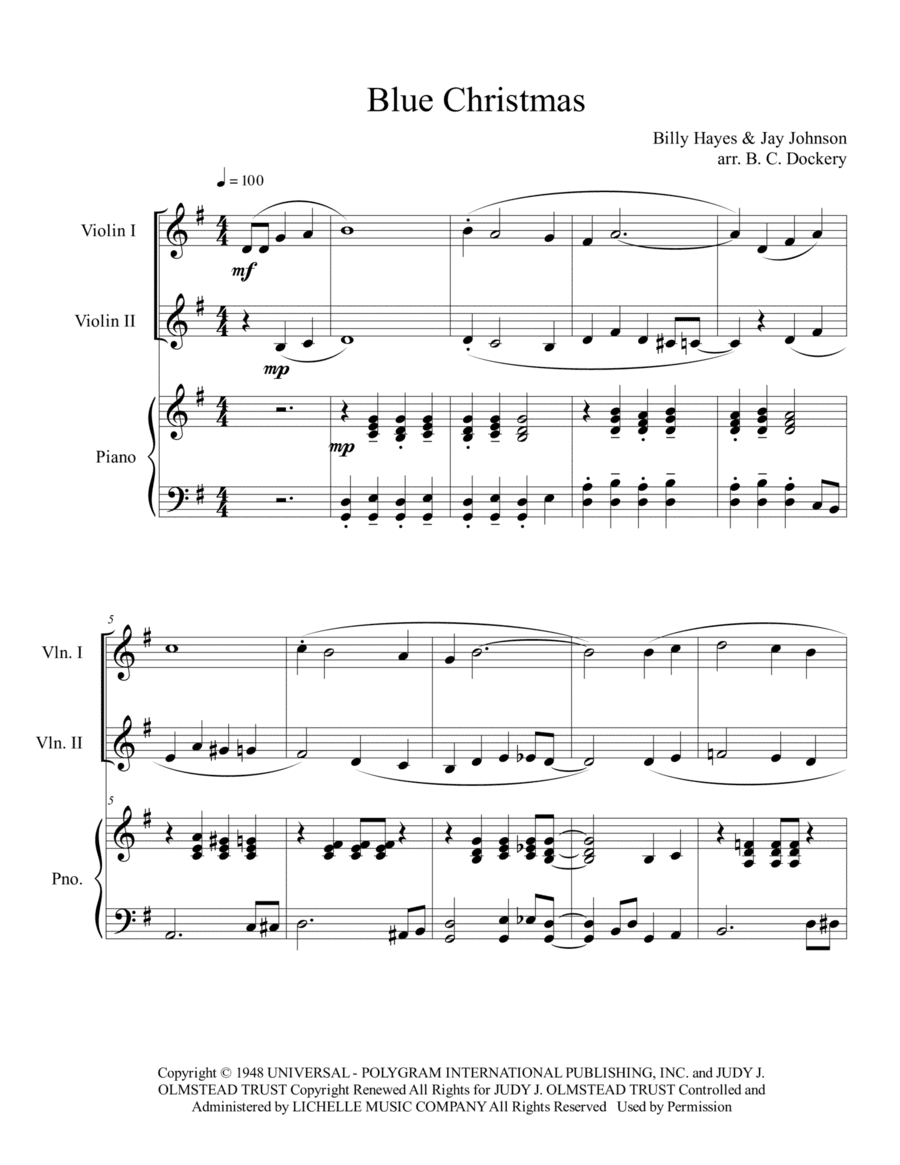 Blue Christmas (arr. B. C. Dockery)