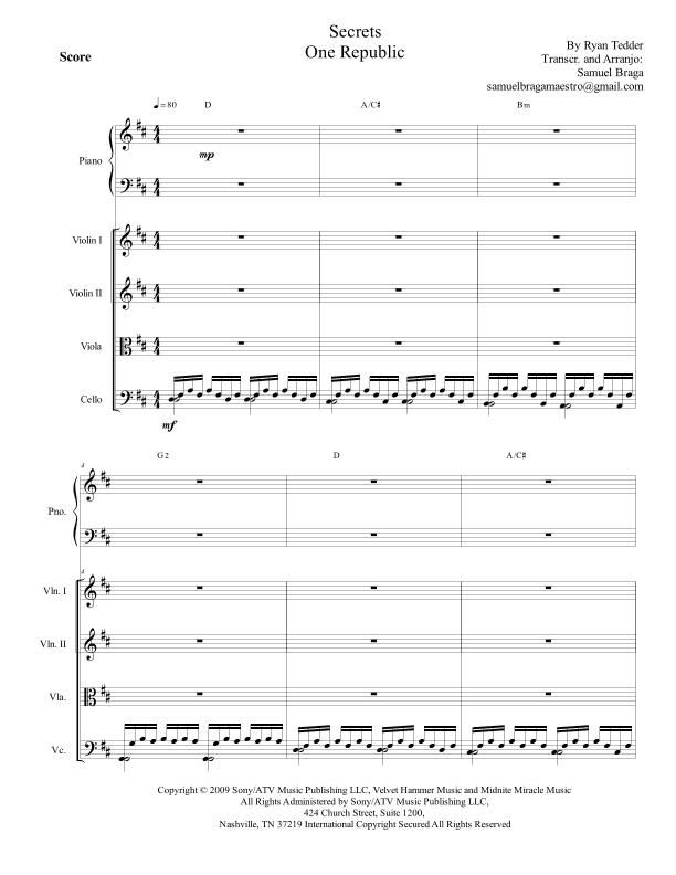 Secrets (arr. Samuel Braga)