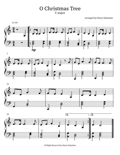 O Christmas Tree(O Tannenbaum) in C major (arr. Harry Sebastian)