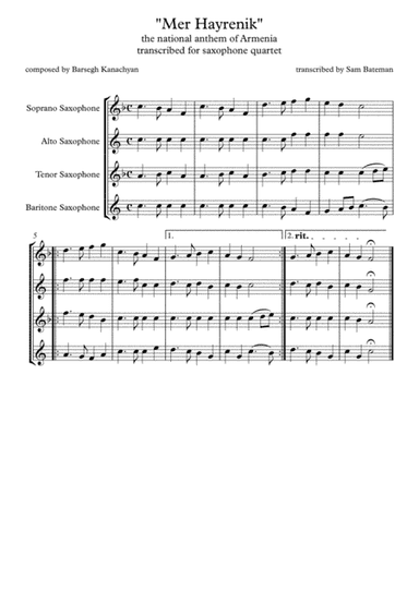 Mer Hayrenik (arr. Sam Bateman)