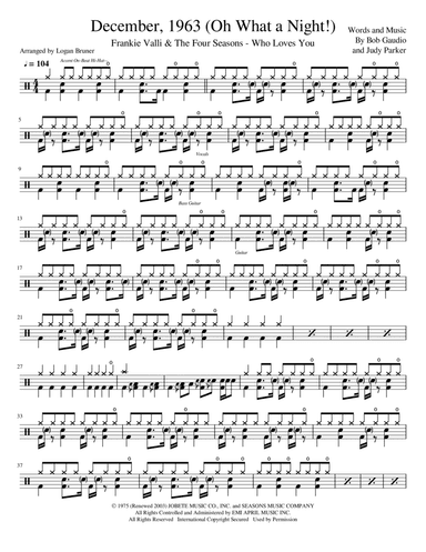 December 1963 (oh, What A Night) (arr. Logan Bruner)