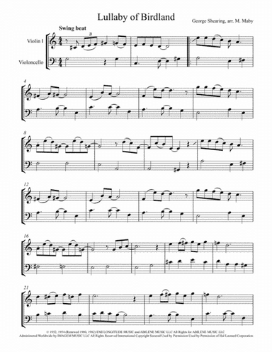 Lullaby Of Birdland (arr. Marion Maby)