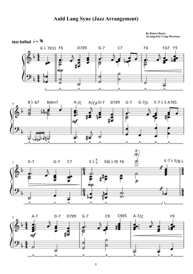 Auld Lang Syne (Jazz Arrangement) (arr. Craig Morrison)