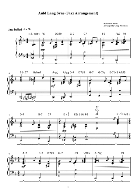 Auld Lang Syne (Jazz Arrangement) (arr. Craig Morrison)